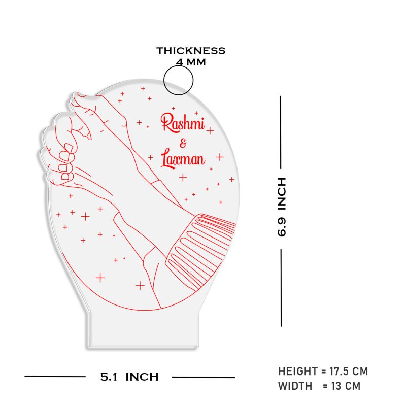 Couple Hands With Custom Name Night Lamp
